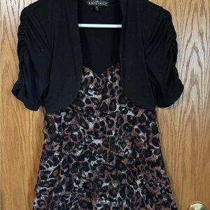 Almost Famous Black and Brown Leopard Print Blouse